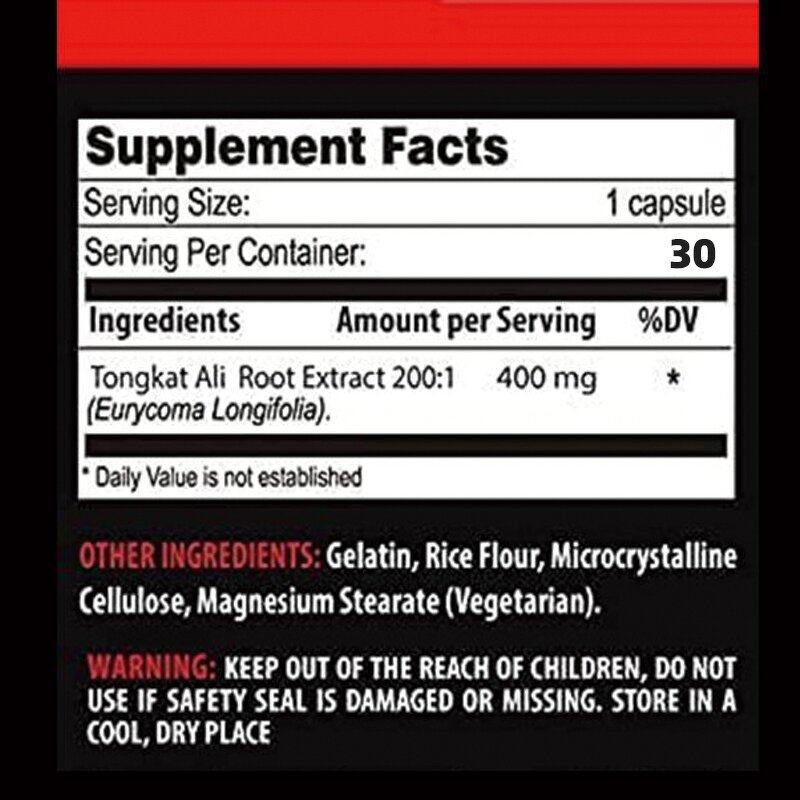 Tongkat Ali Capsules - Organic 60 Count Men Women Health Plant Extract