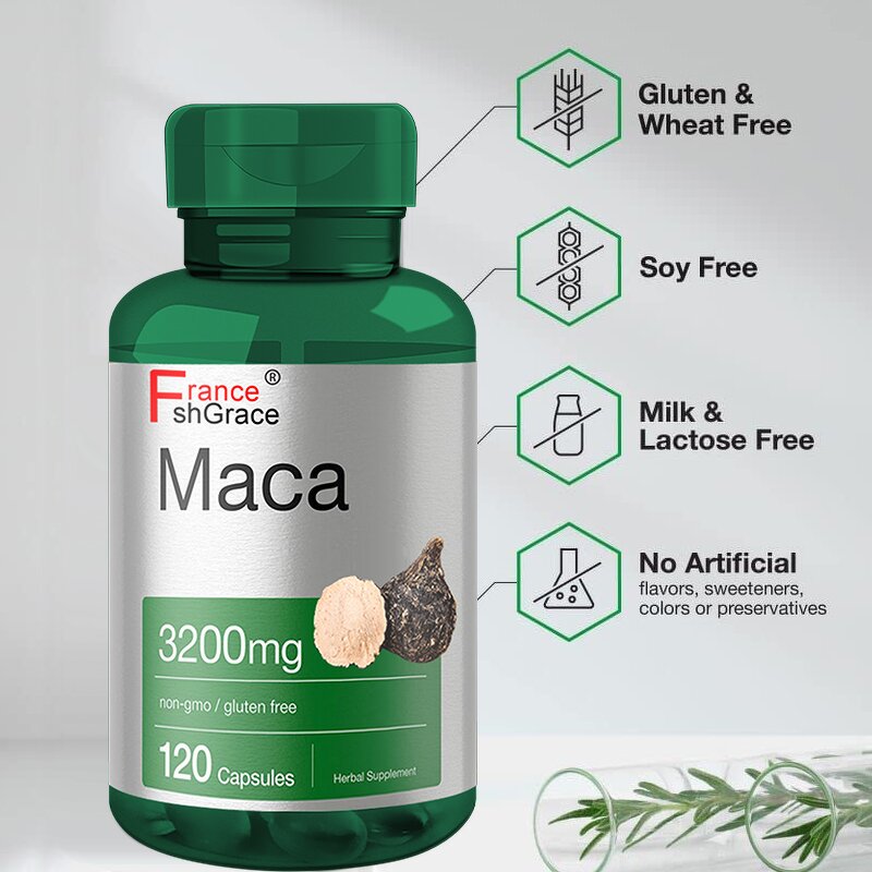 Maca Root Capsules - 3200mg 120 Count Non-GMO Gluten Free Men Women