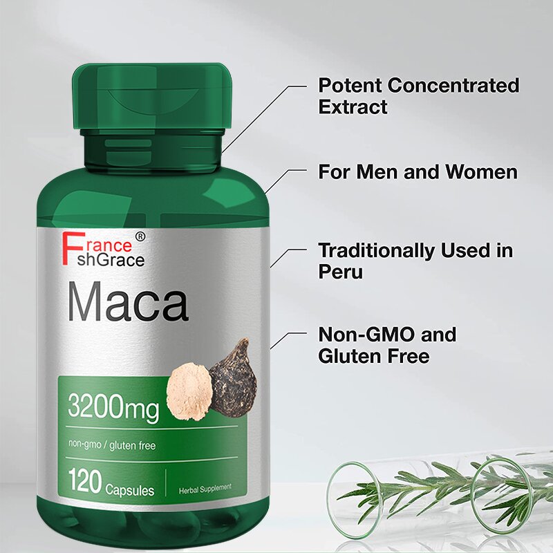 Maca Root Capsules - 3200mg 120 Count Non-GMO Gluten Free Men Women
