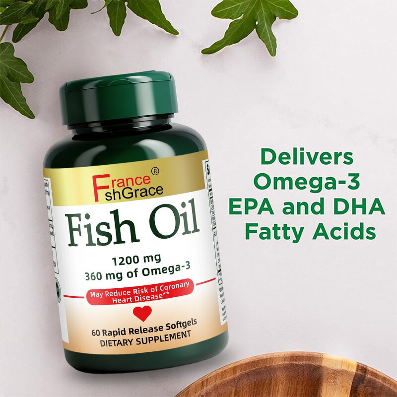 Fish Oil Softgels - 60 Count Non-GMO No Artificial Color Blood Health