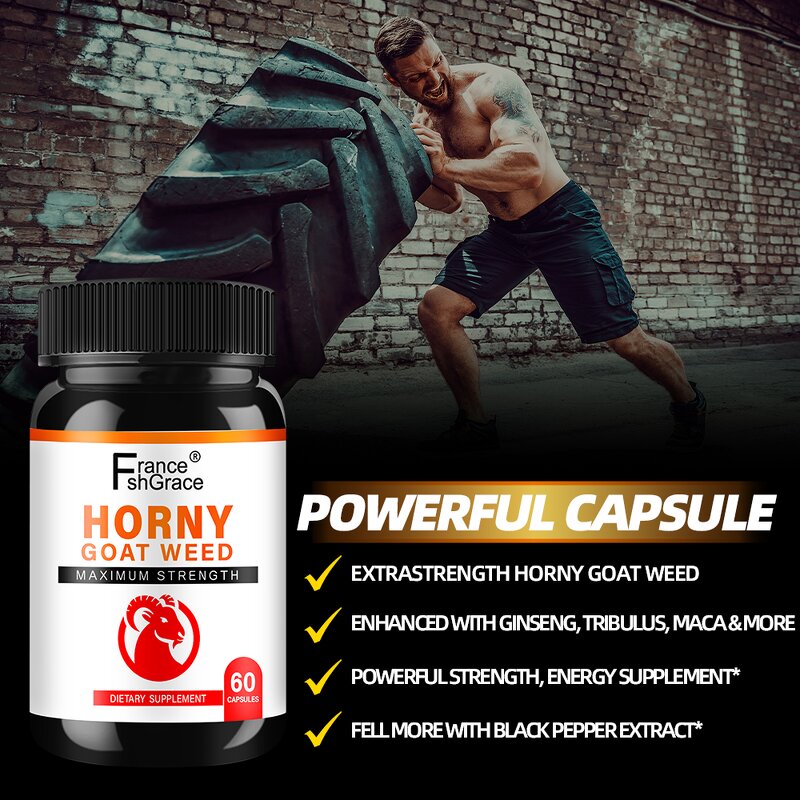 Horny Goat Weed Capsules - Maximum Strength Blood Flow Support Supplement