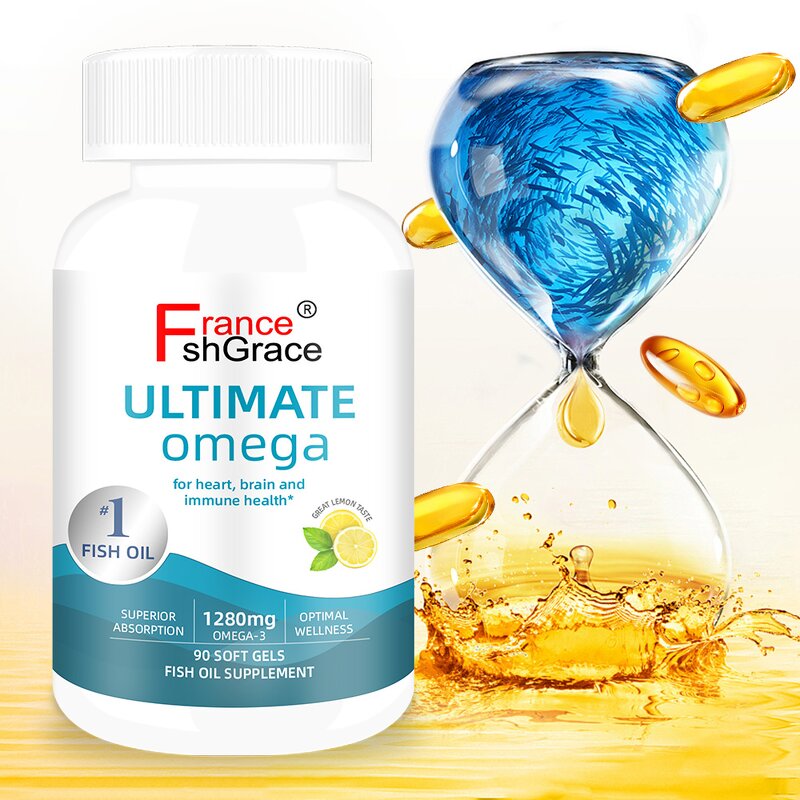 Omega 3 Fish Oil - 1280mg Lemon Flavor EPA DHA Immune Brain Heart