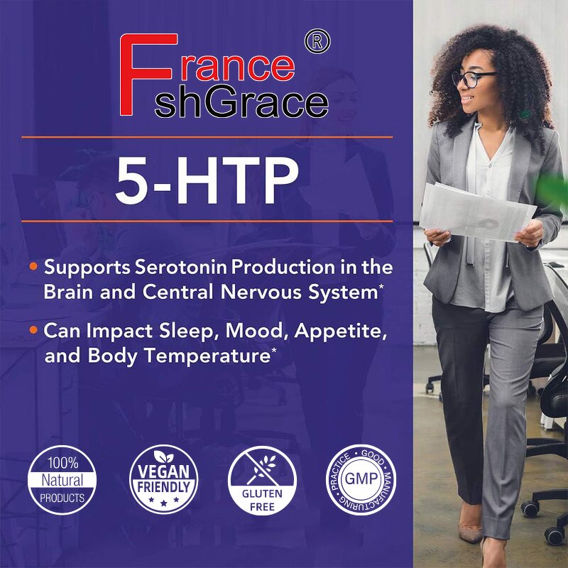 5-HTP Capsules - 100mg 60 Count Positive Mood Support Men Women