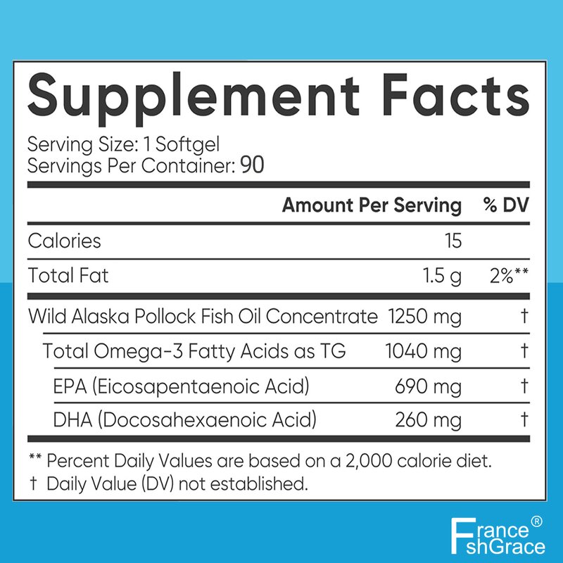 Omega 3 Fish Oil - 90 Softgels Brain Function Support Men Women