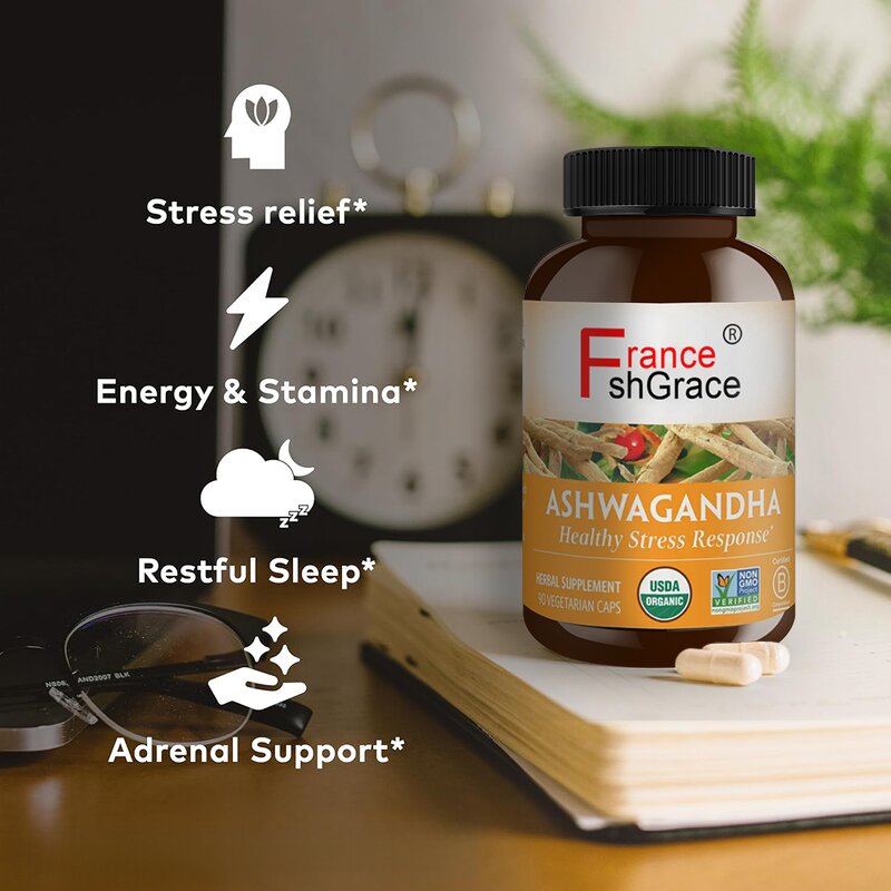 Ashwagandha Capsules - 90 Count Organic Sleep Quality Men Women