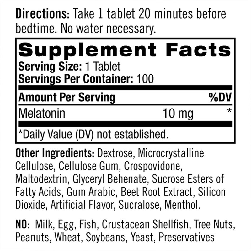 Melatonin Tablets - 10mg Strawberry Flavor Sleep Support Men Women