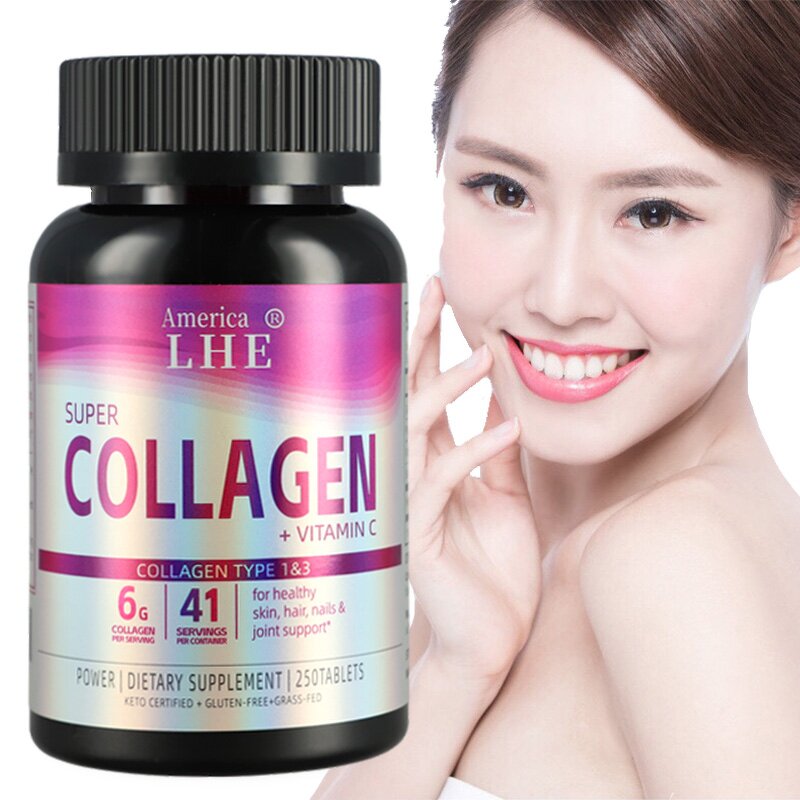 Collagen Tablets - Organic 250 Count Hair Nails Health Men Women Supplement