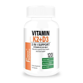 Vitamin K2 D3 Capsules - Non-GMO Bone Heart Health Support Supplement