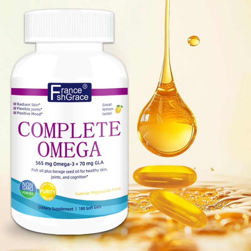 Omega Softgels - 565mg 180 Count Organic Mood Health Men Women