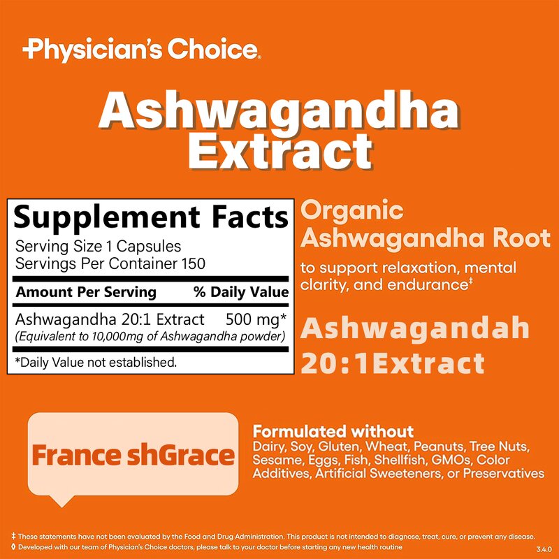 Ashwagandha Capsules - 150 Count Sleep Quality Fast Asleep Adult