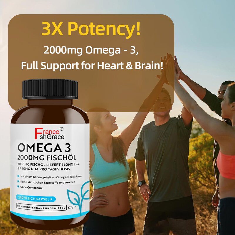 Omega 3 Fish Oil - 200mg EPA 440mg DHA 240 Softgels Adult Supplement