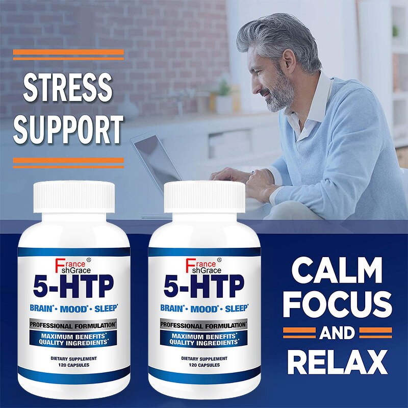 5-HTP Capsules - 120 Count Mood Sleep Support Immediate Benefits Adult
