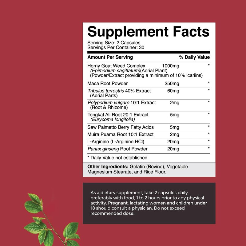 Horny Goat Weed Maca Capsules - Epimedium Men Women Performance Support