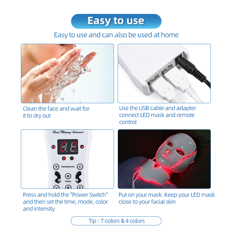 LED Facial Light Factory - BOWKET 7-Color OEM PDT Machine Electric Home Use for Skin Rejuvenation