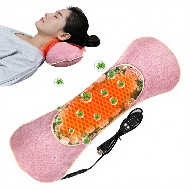 Moxibustion Pillow Manufacturer - Electric Heating Bone Headrest Rose Flower Hot Compress for Neck Shoulder