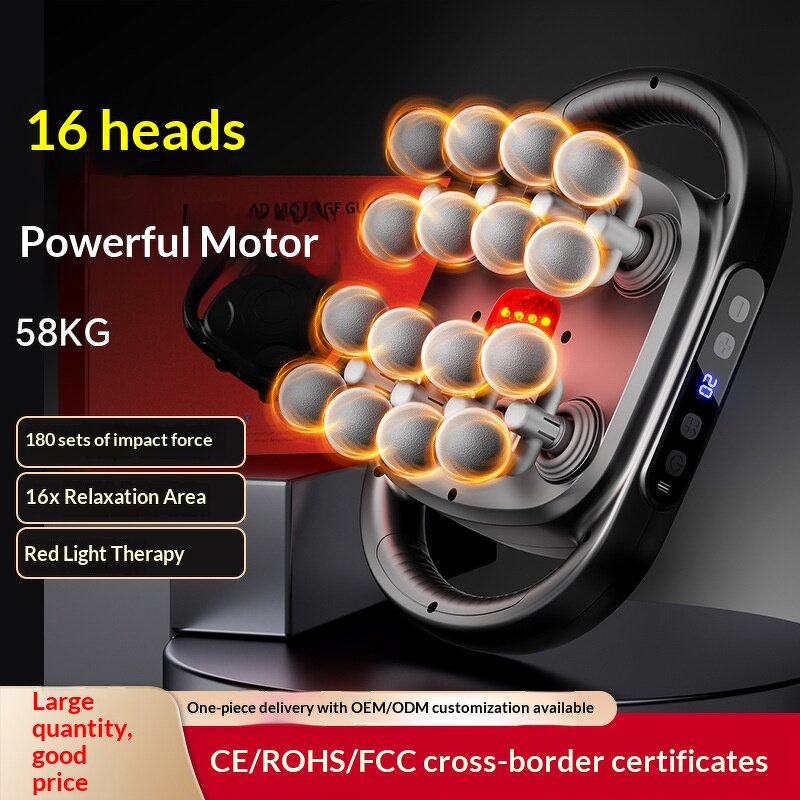 Fascia Gun Manufacturer - Cross-border Professional 16 Massage Heads Cordless Full Body Musical Brushless Motor