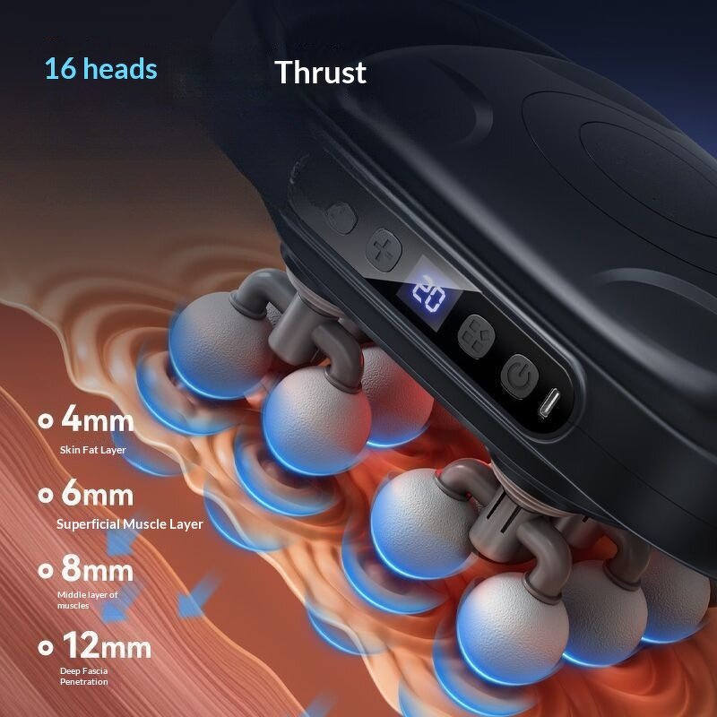 Fascia Gun Manufacturer - Cross-border Professional 16 Massage Heads Cordless Full Body Musical Brushless Motor