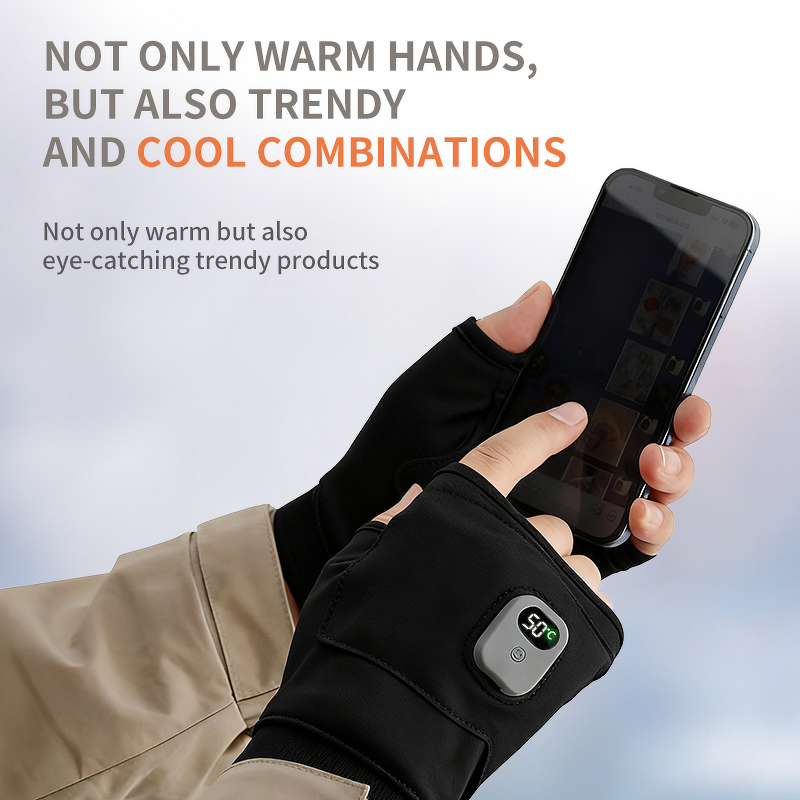 2026 Heated Gloves - USB-Charging Fingerless Temperature Display Outdoor Use