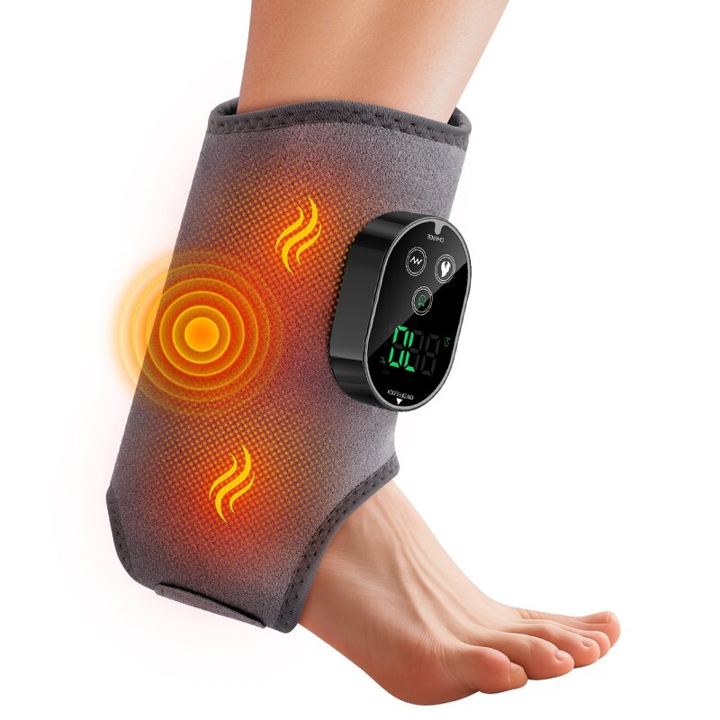 Cordless Ankle Massager - Neoprene Heated Heel Foot Hand Pain Relief Belt