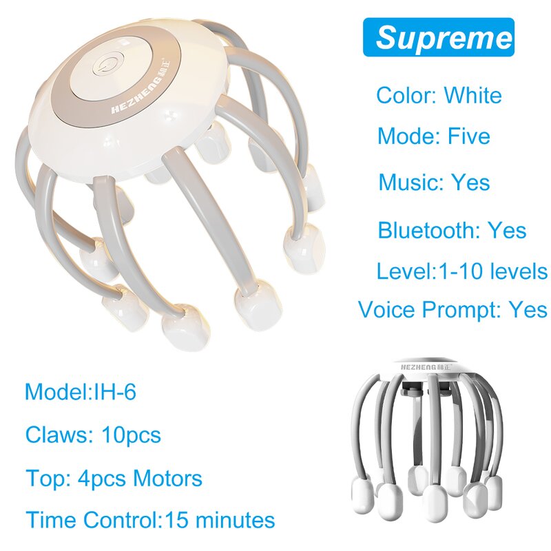 Octopus Head Massager - Charging Vibration 360° Cordless Scalp Relax Device