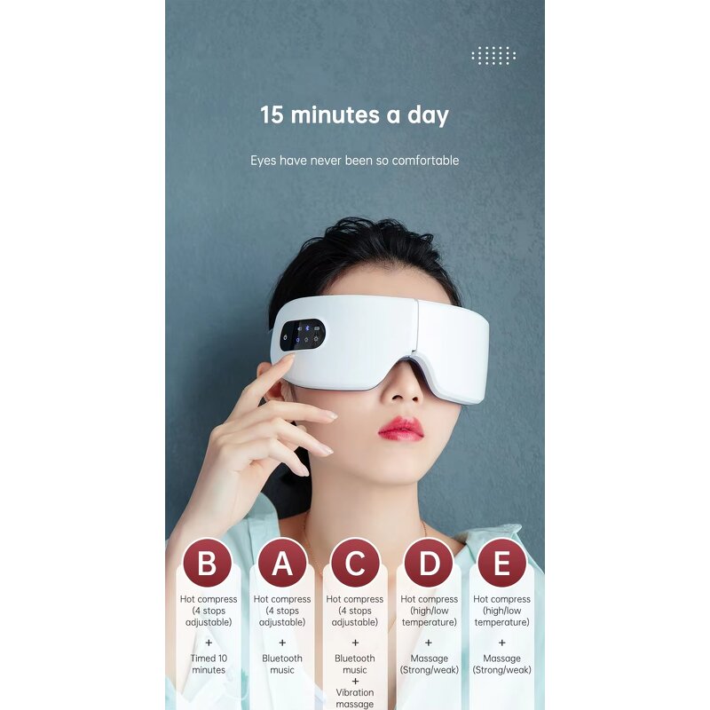 Eye Massager - 2026 OEM ODM Wireless Air Compress Hot Compress Eye Mask