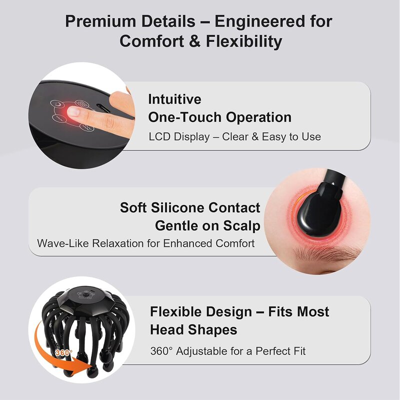 10-Claw Head Massager - Electric Cordless Octopus Blood Circulation Relief