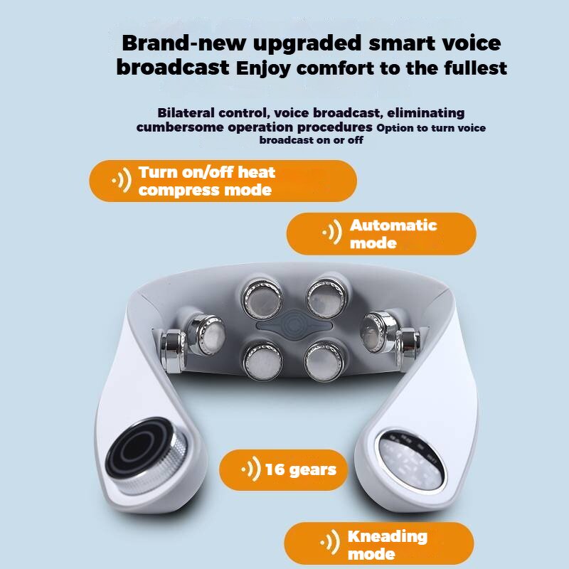 EMS Neck Massager - 10 Mode 4 Level Cordless Heating Cervical Traction 1000mAh