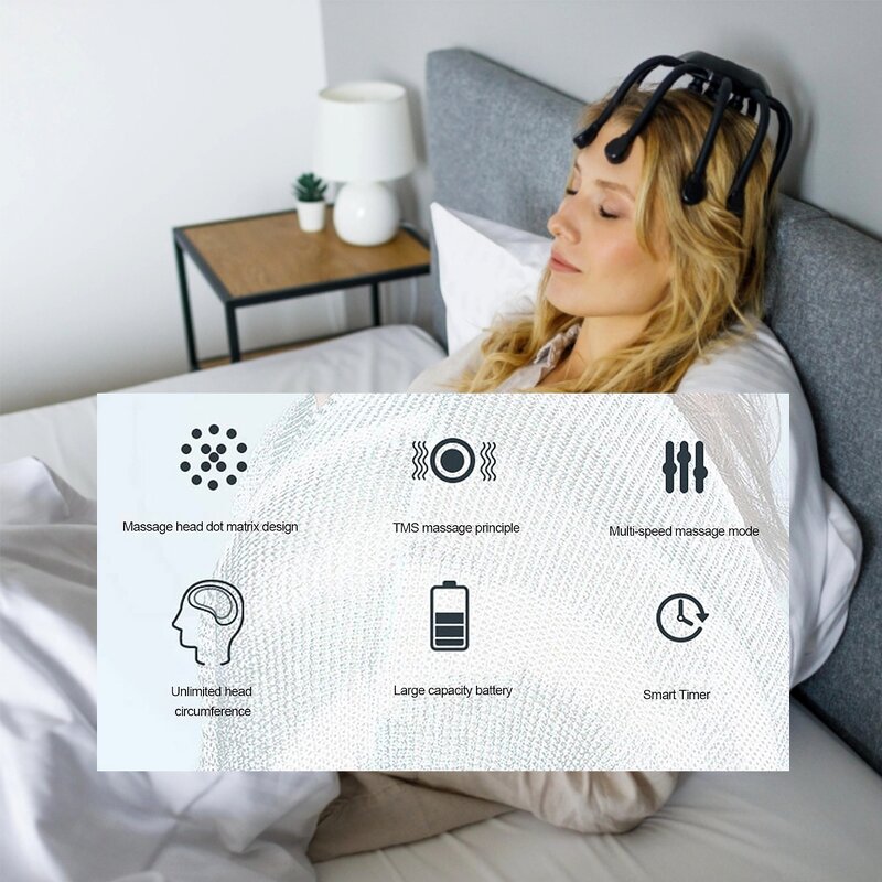 Octopus Head Massager - Cordless Portable Vibrating Claw Timing Control Tool