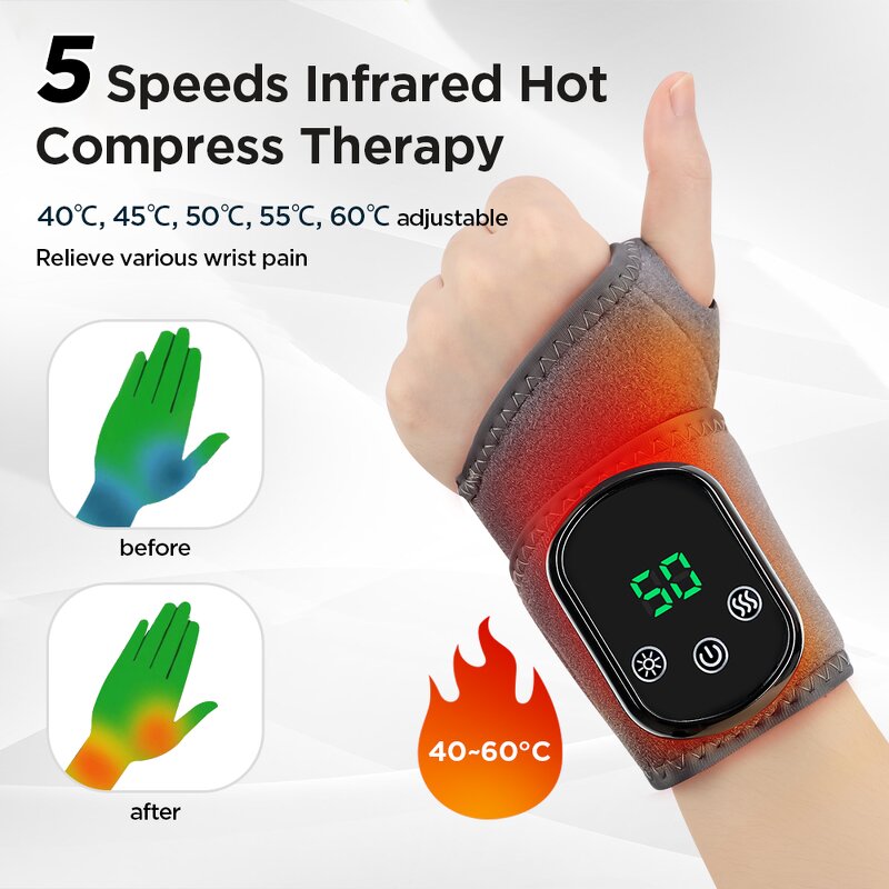 Heating Wrist Ankle Strap - 3-Speed Vibration 5-Temp 1800mAh Therapy Tool