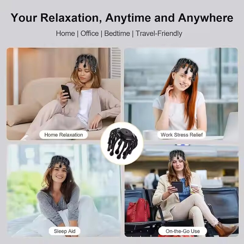 Octopus Head Massager - 20 Claw Silicone Cordless Scalp Stress Relief Tool