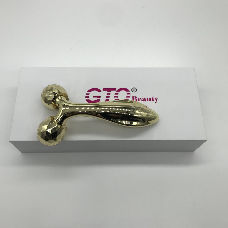 Massage Roller Manufacturer - Metal 3D Gold Color Long Handle