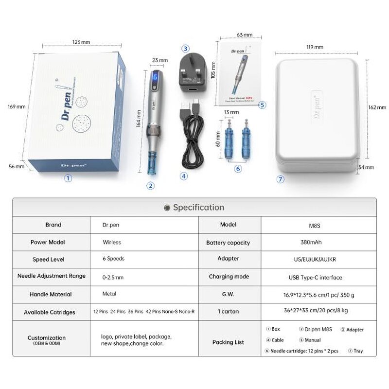 Derma Pen Manufacturer - Dr Pen M8s New Auto with 12pin Needle for Hair Beard Regrowth