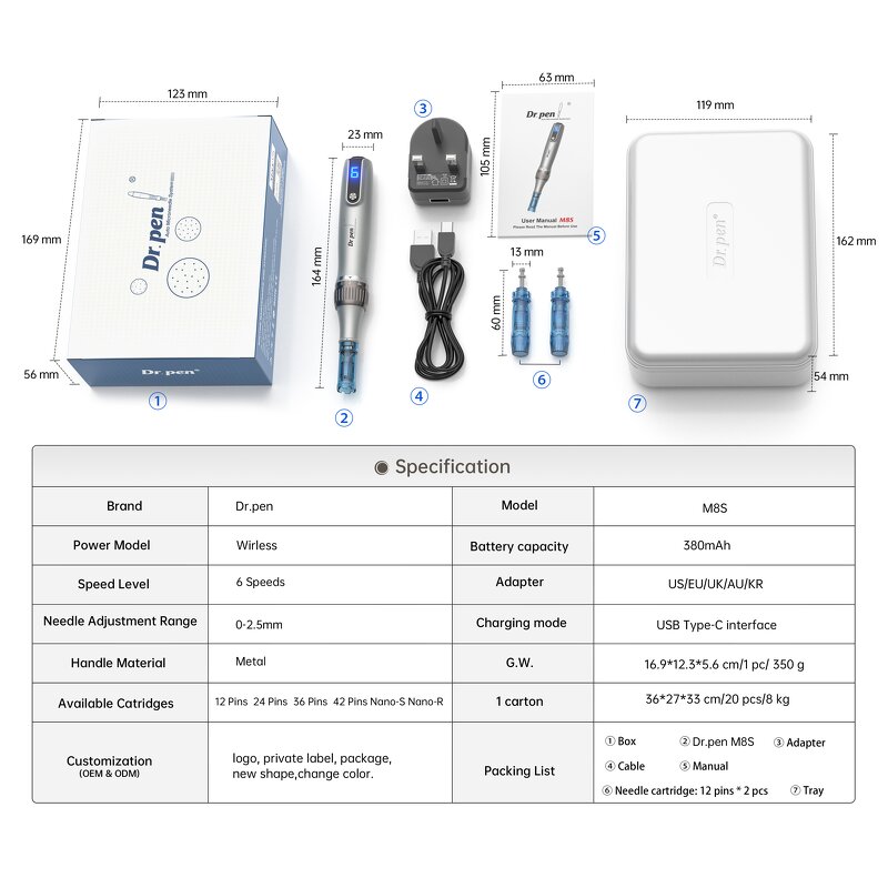 Derma Pen Manufacturer - Dr.pen M8S Electric Micro Needle Pen Wireless & OEM ODM