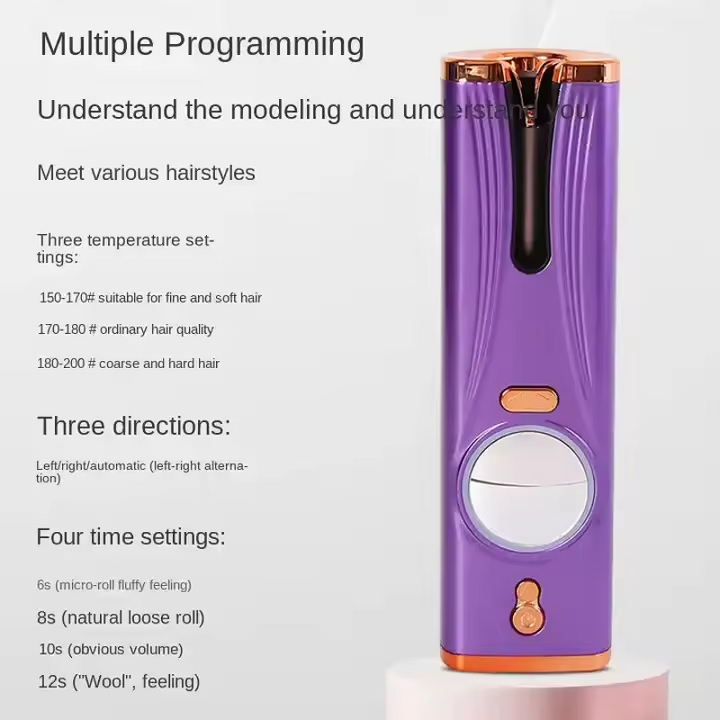 CE Cordless Curler - USB Charging Automatic LCD Temperature Display Styling Tool