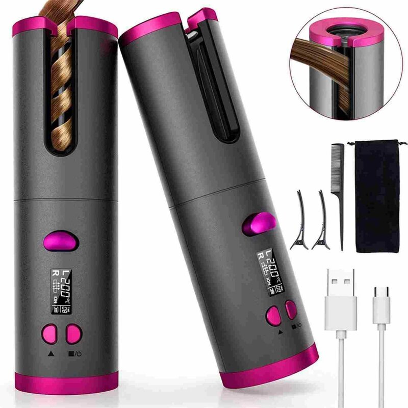 Automatic Hair Curler - Portable Wireless LCD Ceramic Heating Anti-perm Curling Iron
