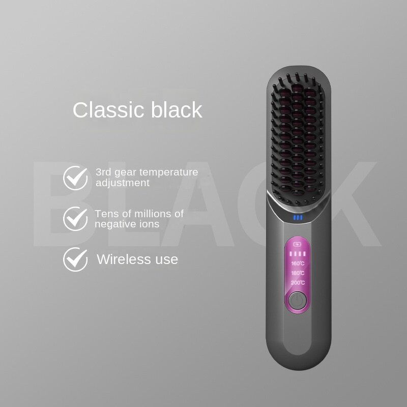 Ionic Hair Comb - Portable Wireless USB Charging Straightening Curling Brush