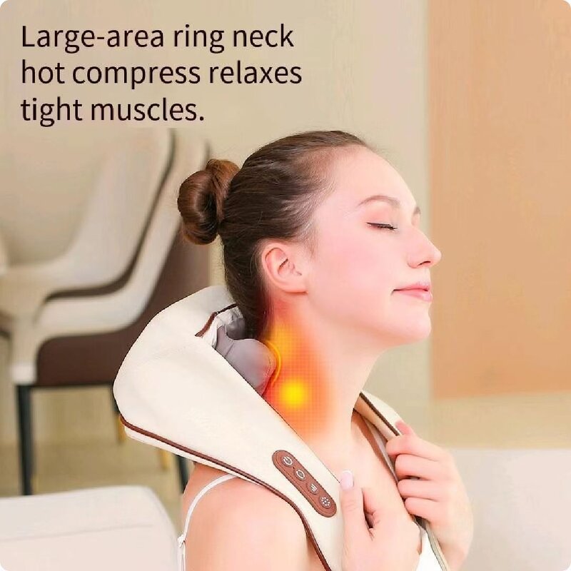 Cordless Trapezius Massager - CE Kneading Back Waist Cervical Shoulder Neck Scarf