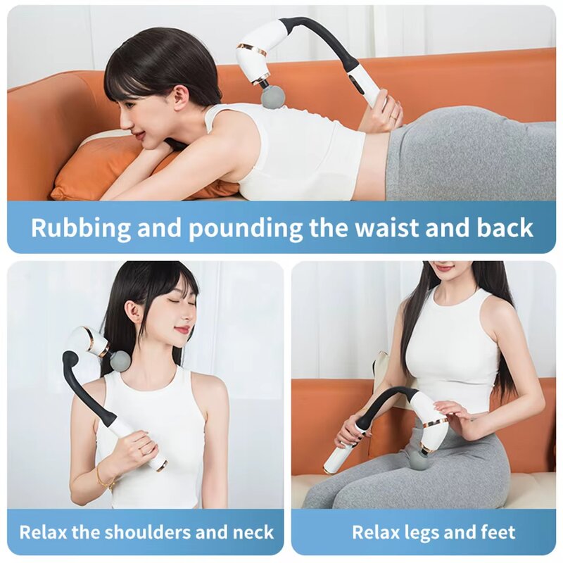 Back Massage Gun - Deep Tissue Extension Handle Arm Leg Pain Relief Men Women