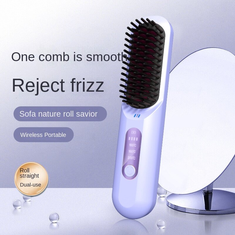 Ionic Hair Comb - Portable Wireless USB Charging Straightening Curling Brush