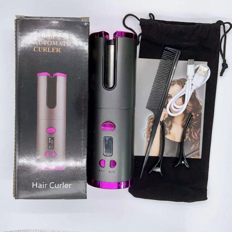 Automatic Hair Curler - Portable Wireless LCD Ceramic Heating Anti-perm Curling Iron
