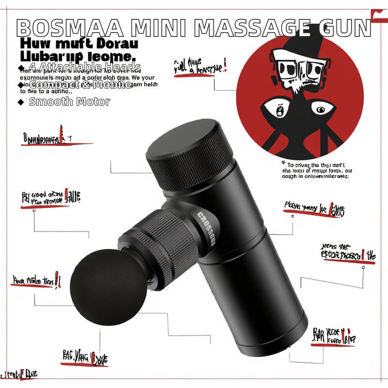 Massage Belt Manufacturer - Bosmaa Crossgun Mini All Metal Body with 4 Attachments