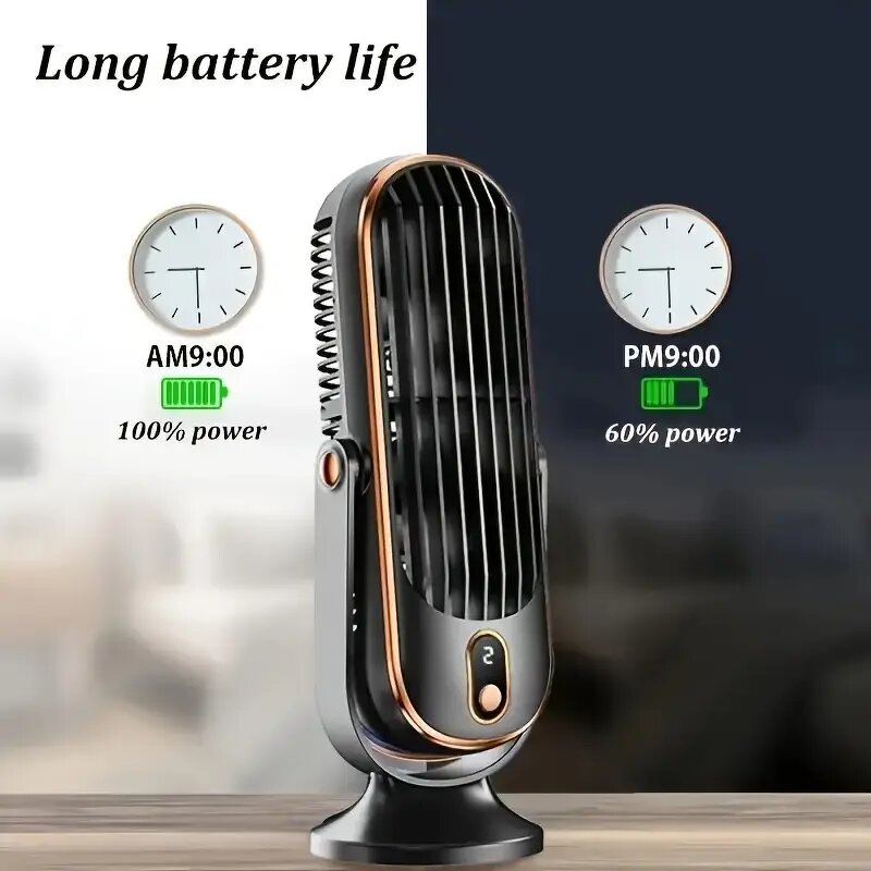 Desktop Fan Manufacturer - 2025 Large Battery Dual Motor Portable 5-speed USB & Hair Dryer Style