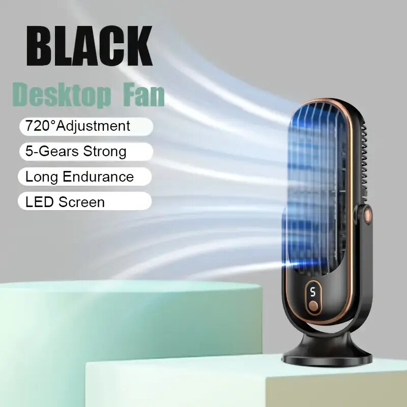 Desktop Fan Manufacturer - 2025 Large Battery Dual Motor Portable 5-speed USB & Hair Dryer Style