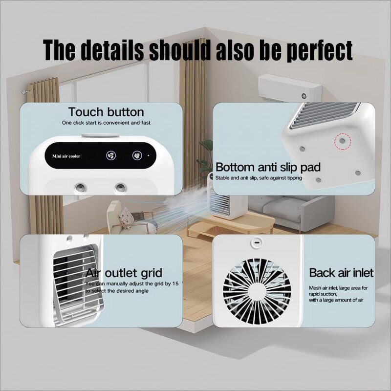Air Cooler Manufacturer - Rechargeable Evaporative Small Air Conditioner Humidifier Desk Spray Fan