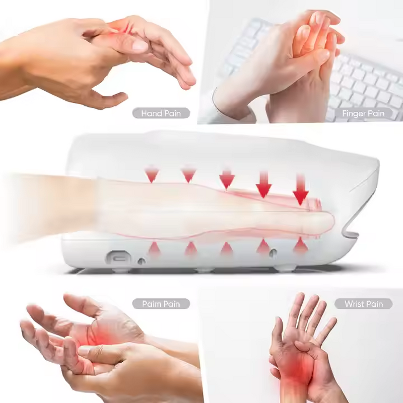 Electric Hand Massager - Portable Acupressure Vibrating Rechargeable Heat Compression