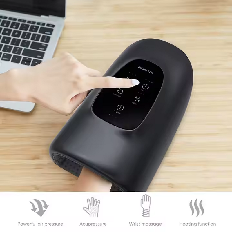 Electric Hand Massager - Portable Acupressure Vibrating Rechargeable Heat Compression