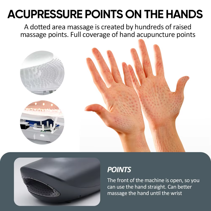 Electric Hand Massager - Portable Acupressure Vibrating Rechargeable Heat Compression