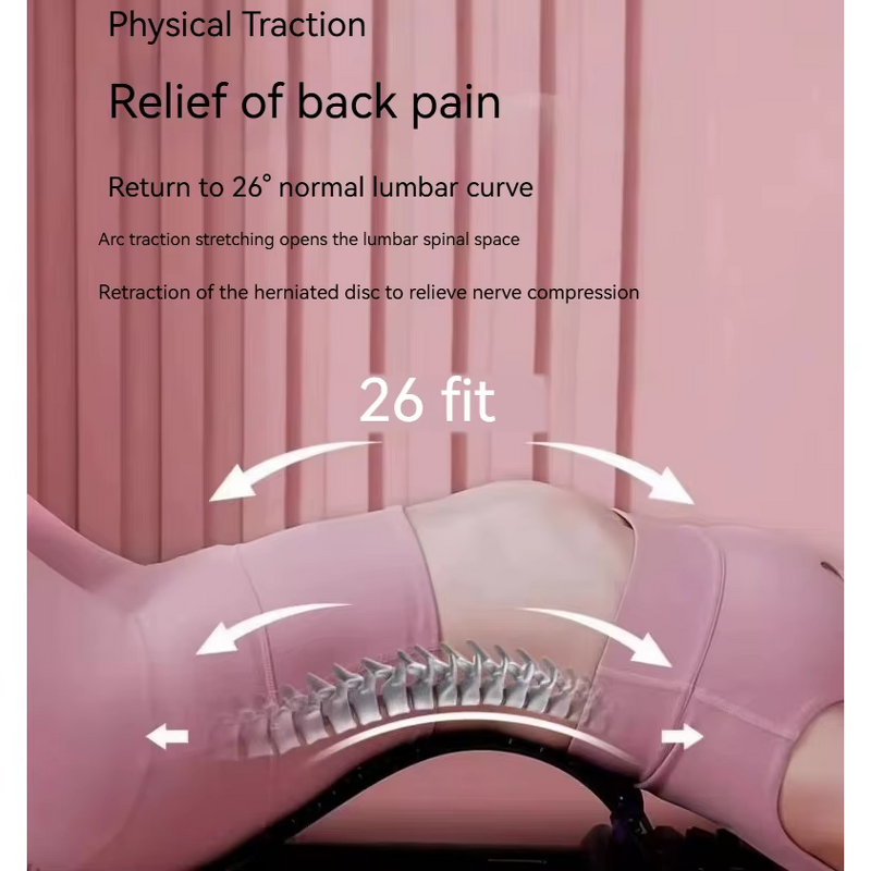 Back Massager - Lumbar Traction Pain Relief Therapy Device Tool