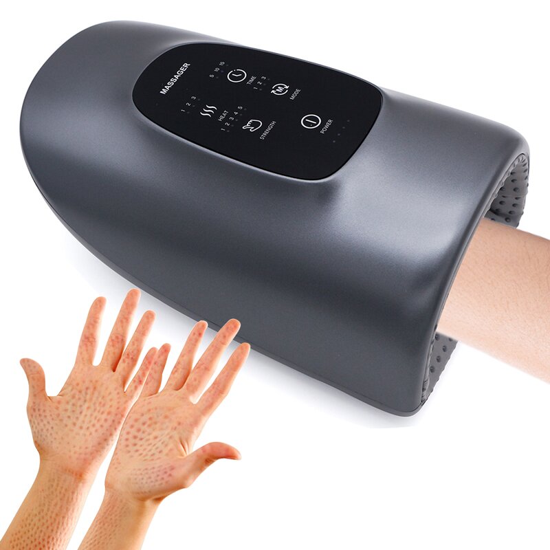Electric Hand Massager - Portable Acupressure Vibrating Rechargeable Heat Compression