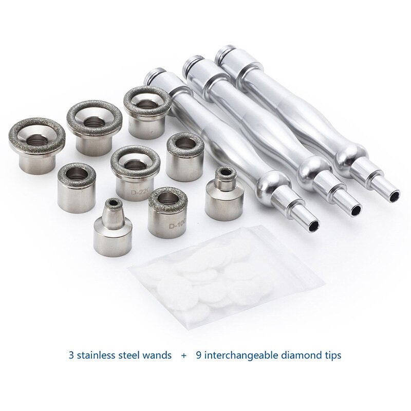 Microdermabrasion Accessories Manufacturer - Diamond 3 Wands 9 Tips for Facial Peeling